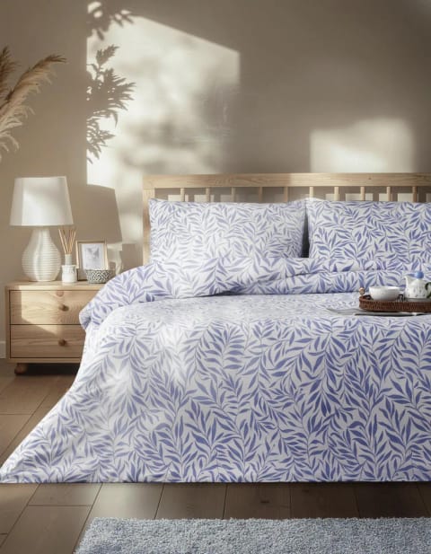 ست روتختی دو نفره با ملحفه Leaf Dream اتوکشی آسان ۲۰۰×۲۲۰ سانتی‌متر آبی
