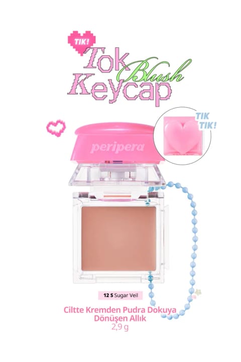 PERIPERA رژگونهٔ سهکاره (کرم به پودر) Tok Blush Keycap (12 Sugar Veil)