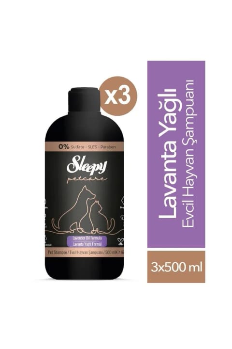 شامپوی حیوانات خانگی Sleepy Petcare با روغن اسطوخودوس ۳×۵۰۰ میلی‌لیتر