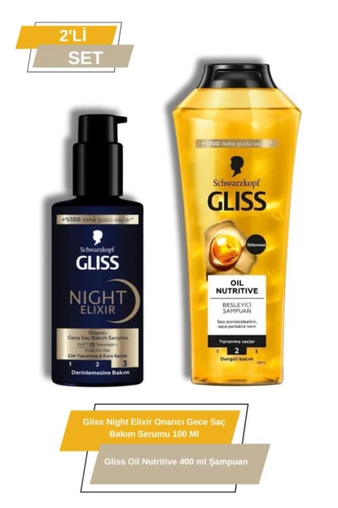 Gliss Night Elixir سرم شب ترمیم‌کننده مو Oil Nutritive 400 ml شامپو