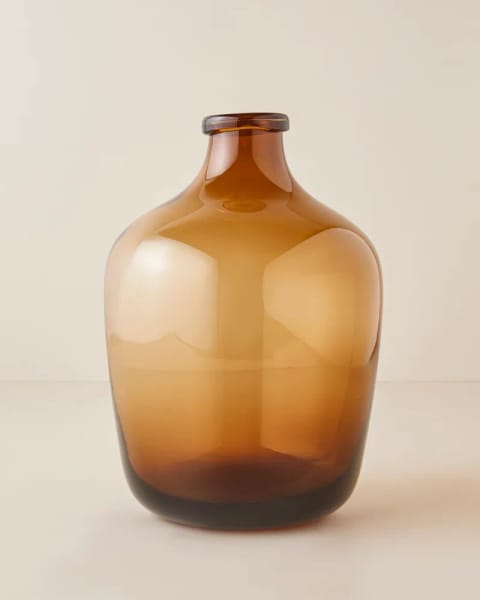 گلدان شیشه‌ای Lara 22x22x32 سانتی‌متر کهربایی