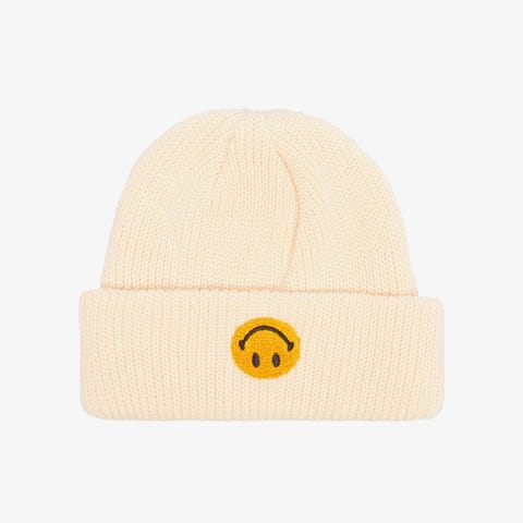 کلاه بافت Market Smiley Upside Down مدل مردانه رنگ کرم