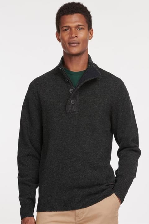 سویشرت نیم‌زیپ Barbour Patch مدل CH91 رنگ Charcoal