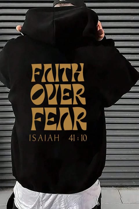 سویشرت اورسایز چاپدار Faith Over Fear uyguntarz