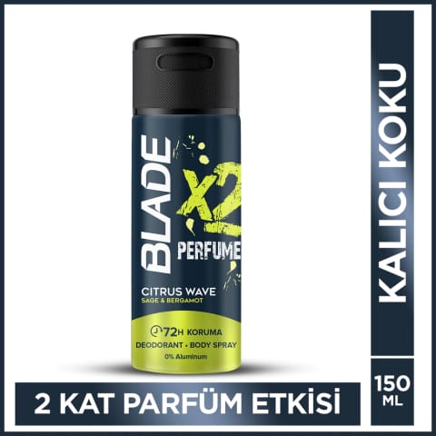 اسپری دئودورانت مردانه Blade x2 با اثر عطر Citrus Wave، ۱۵۰ میلی‌لیتر