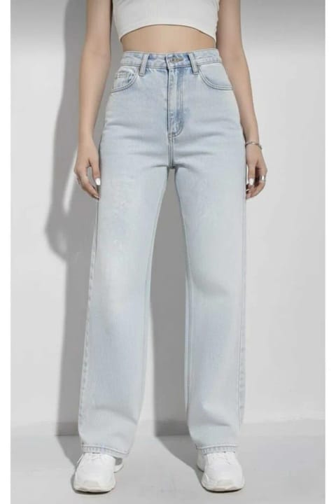 Lighter Jeans Denny شلوار جین یخی کشسان راسته و گشاد کمر بلند