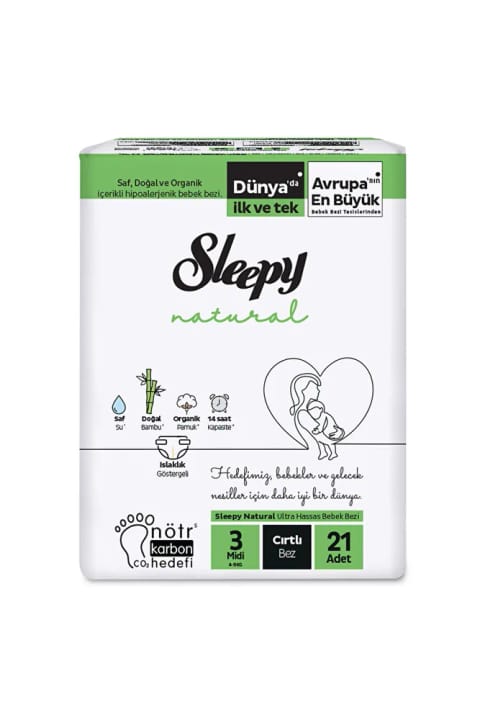 Sleepy Natural کمپکت سایز 3 پوشک نوزاد میدی 21 عددی