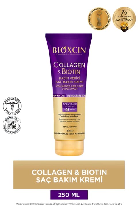Bioxcin Collagen Biotin نرم‌کننده حجم‌دهنده مو ۲۵۰ میلی‌لیتر