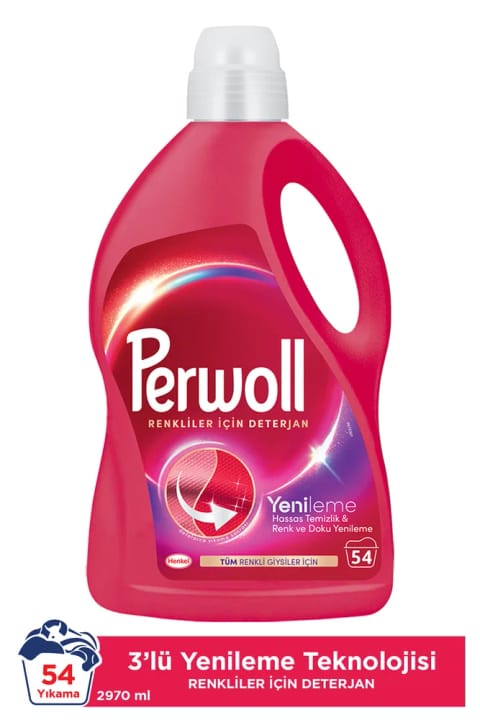 Perwoll مایع لباسشویی رنگها مراقبت حساس 2970 میلیلیتر (54 شستشو)