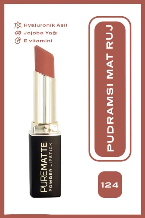 Golden Rose رژ لب مات پودری Pure Matte شماره 124