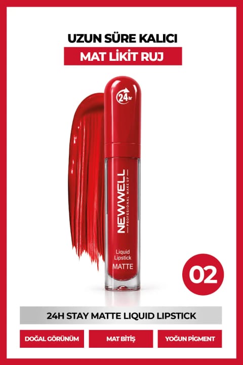 New Well رژ لب مایع مات ماندگار ۲۴ ساعته 02 حجم 5.5 ml