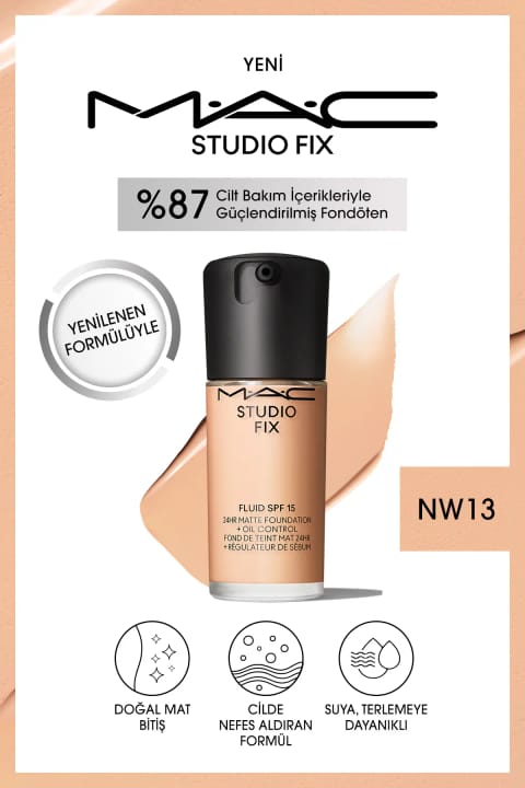 فونداسیون مات ماندگار تا ۲۴ ساعت M.A.C Studio Fix Fluid SPF15 - رنگ NW1