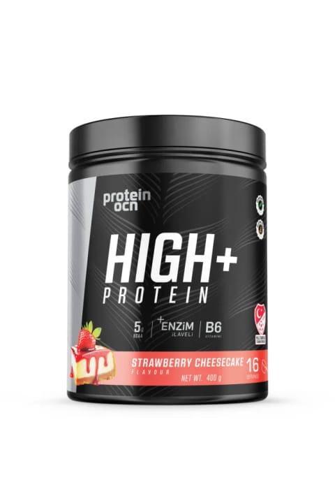 پروتئین‌اوشن HIGH+ PROTEIN طعم چیزکیک توت‌فرنگی / 400 گرم