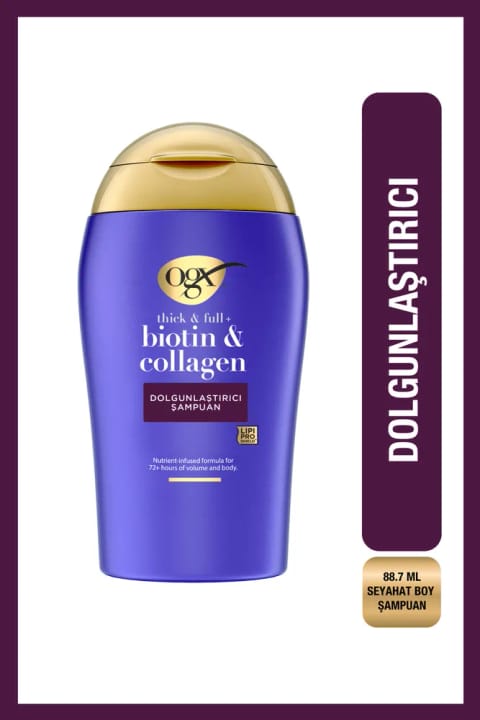 OGX شامپو حجم‌دهنده بدون سولفات Biotin & Collagen 88 میلی‌لیتر