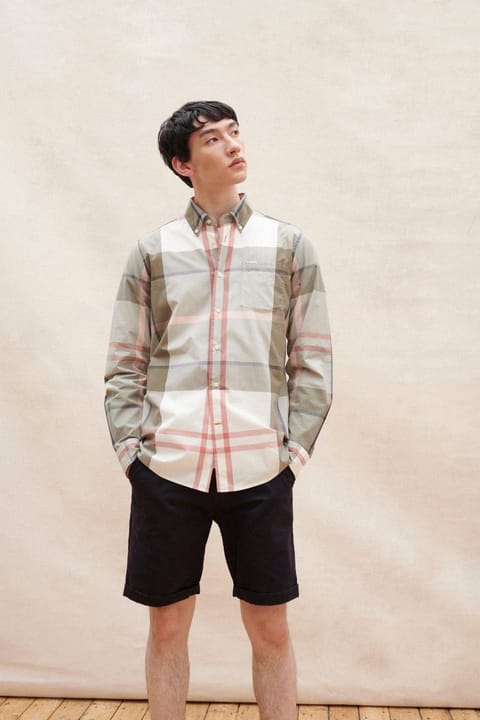 پیراهن مردانه Barbour مدل Harris Tailored الگوی Glenmore Olive Tartan