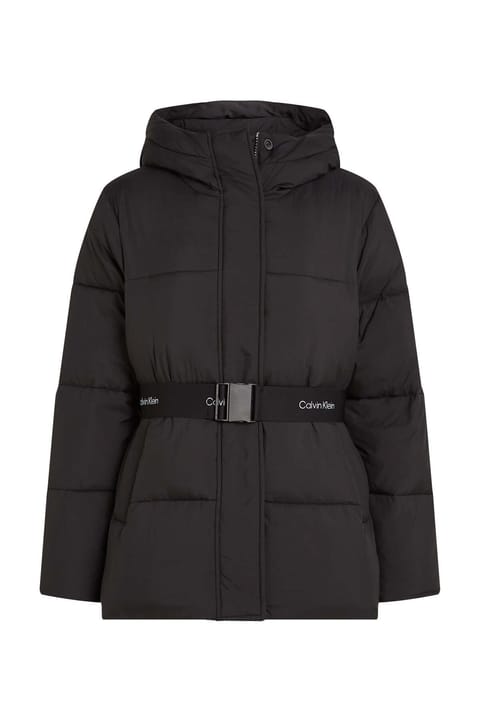 کاپشن پافر کمربنددار زنانه Calvin Klein با لوگو