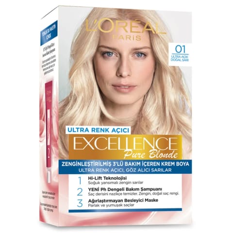 Loreal Paris Excellence Pure Blonde رنگ مو - 01 بلوند طبیعی خیلی روشن
