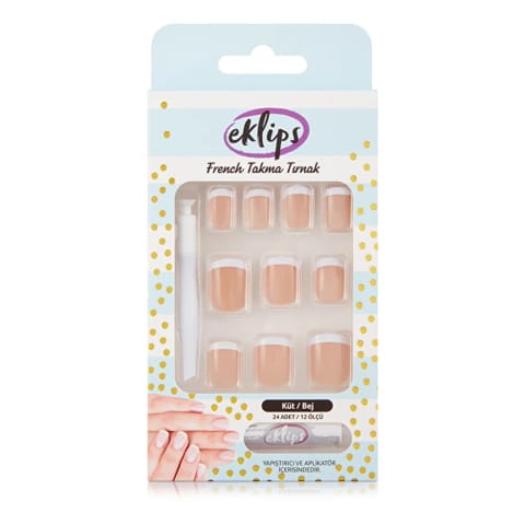 Eklips ناخن مصنوعی French Beige Square 24 عددی