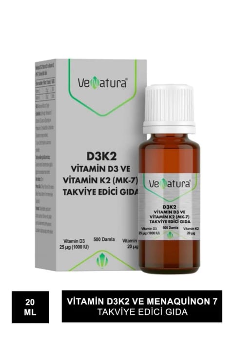 VeNatura D3K2 Vitamin D3 و Menaquinon 7 مکمل غذایی 20 میلی‌لیتر