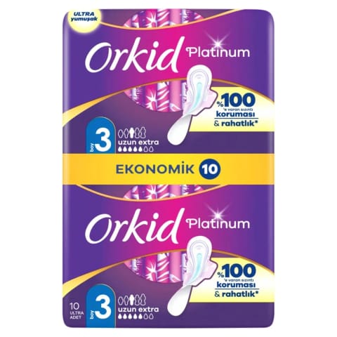 Orkid Platinum شبانه (سایز 3) ۱۰ عدد نوار بهداشتی