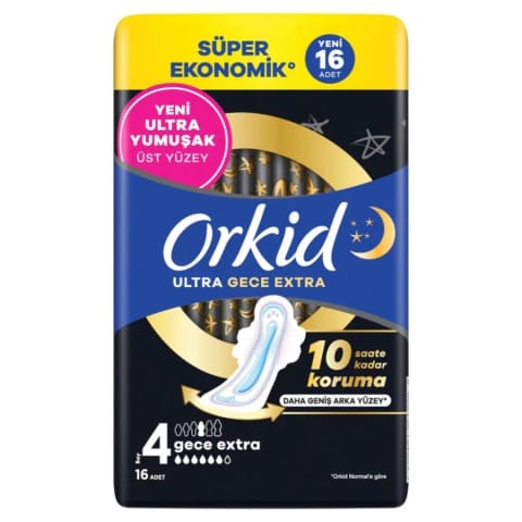 Orkid Ultra Extra چهارگانه نواربهداشتی شبانه Extra ۱۶ عددی