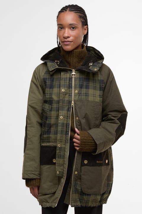کاپشن ضدآب Barbour Shelley OL51 طرح Olive Check