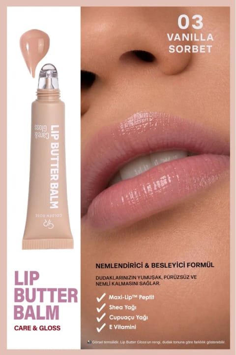 Golden Rose Lip Butter Balm شماره 03 وانیل سوربت - مرطوب‌کننده و براق‌کننده...