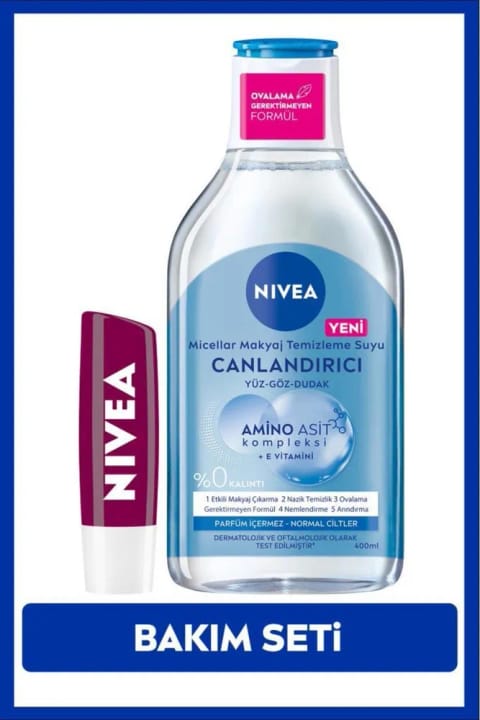 NIVEA Micellar Makeup Remover Water 400ml + Blackberry Lip Balm