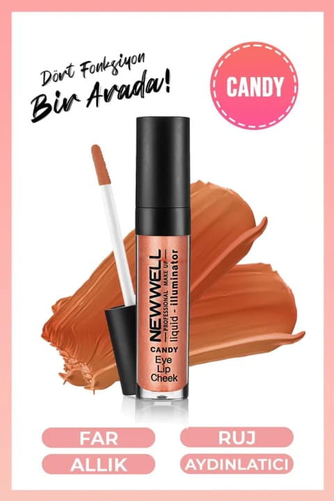 نیو ول مایع هایلایتر و رژگونه 3 در 1 Candy