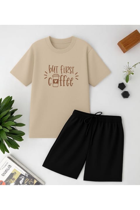 ست شورت چاپی But First Coffee uyguntarz