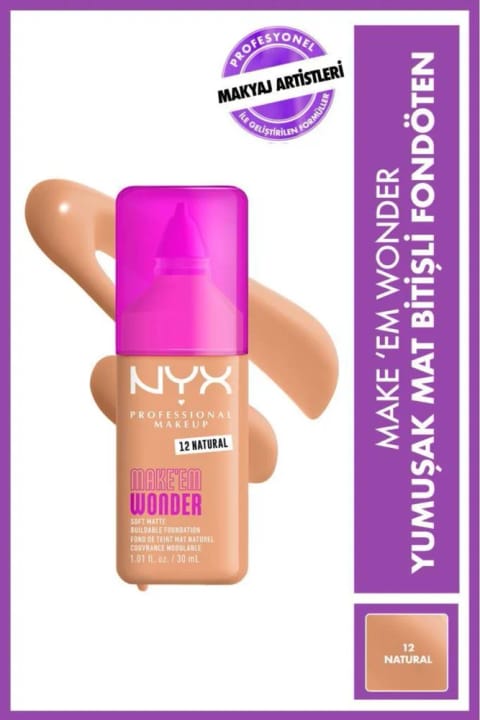 فاندیشن NYX Professional Makeup Make’ Em Wonder با پایه مات نرم - 12 Nat...