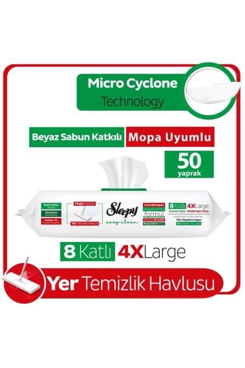 Sleepy Easy Clean دستمال و توالتی تمیزکننده کف با صابون سفید سازگار با موپ