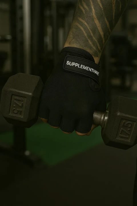 دستکش چرم ورزشی بدنسازی Supplementhane Fitness Ağırlık Body - مشکی / Medium