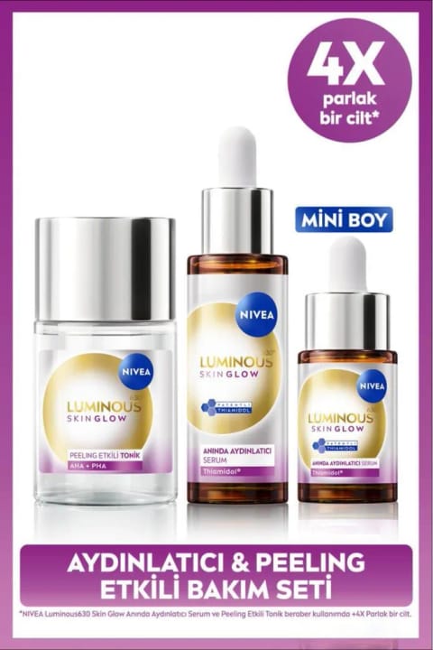 NIVEA Luminous630 Skin Glow ست سرم روشنکننده فوری و تونر لایهبردار