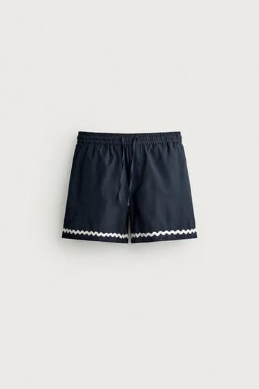 Zara شورت برمودای کوتاه با گلدوزی ماهی