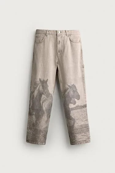 Zara شلوار بادکنکی طرح اسب