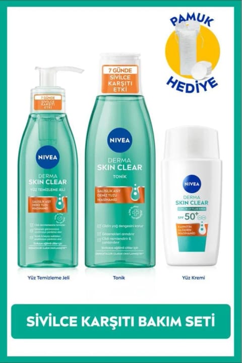 NIVEA SPF50 Derma Skin Clear ضد جوش ضدآفتاب 40ml و شوینده صورت