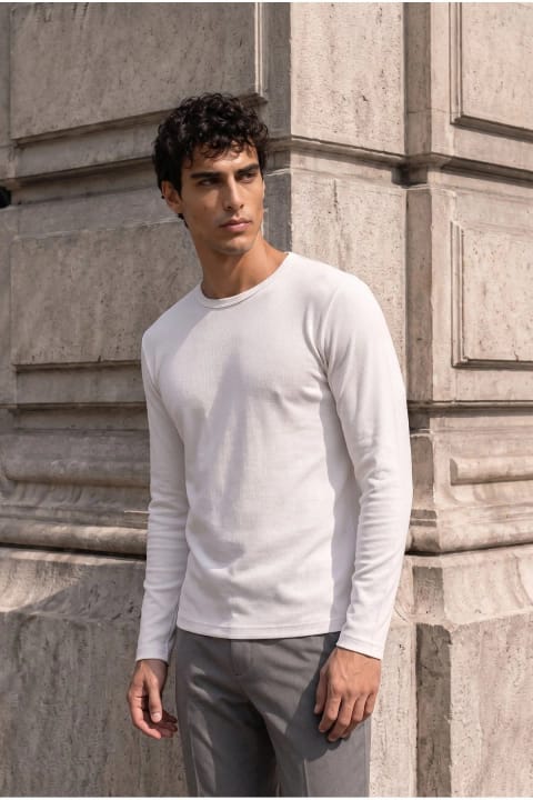 سویشرت مردانه Valiberta Ribera مدل Regular Fit، پنبه‌ای کشی بافت راه‌راه - رنگ Ekru