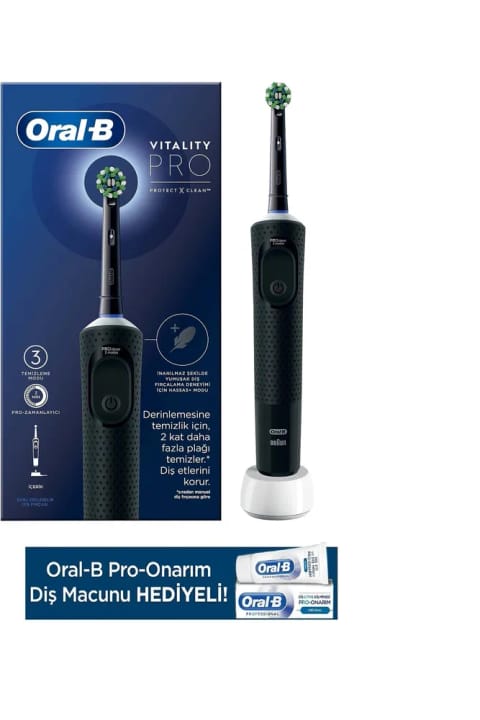مسواک برقی شارژی Oral-B Vitality Pro مشکی + خمیردندان ترمیمی Pro 50ml