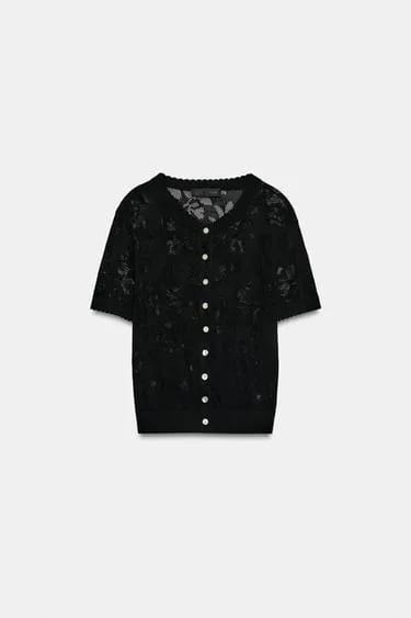 کاردیگان آستین کوتاه گل‌دار Zara