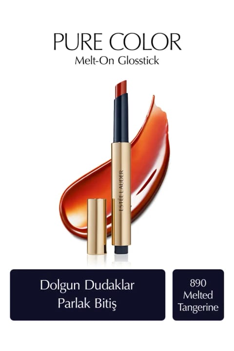 رژ لب Estee Lauder مدل Pure Color Melt-On Glosstick با اثر حجمدهنده و براق — 890 Tangerine