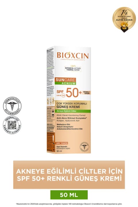 کرم ضد آفتاب رنگی Bioxcin Suncare Acnium SPF50+ 50ml