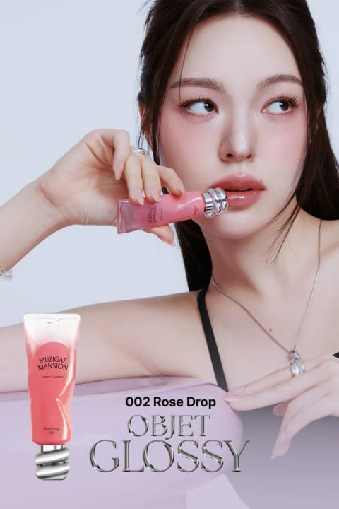 Muzigae Mansion مرطوب‌کننده و براق‌کننده لب تینت اوبژه گلاسی (002 Rose Drop)