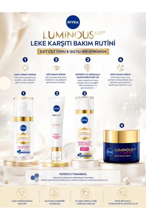 NIVEA Luminous630 ضد لک روشن‌کننده پوست، ست دور چشم، روز و شب