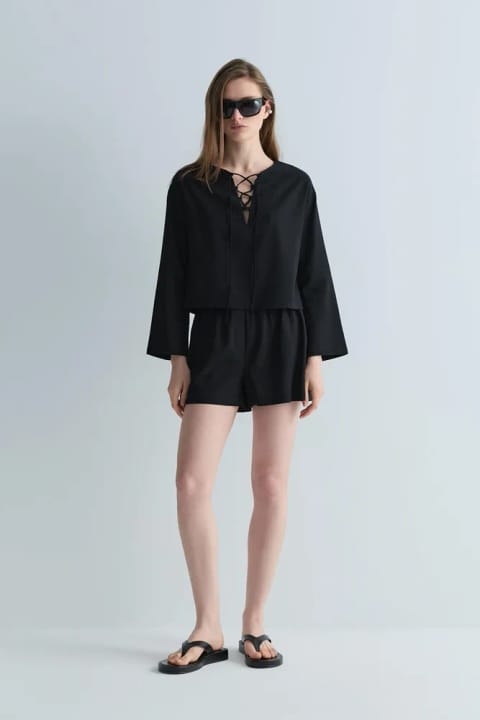 شورت کتان Zoe Basic مشکی