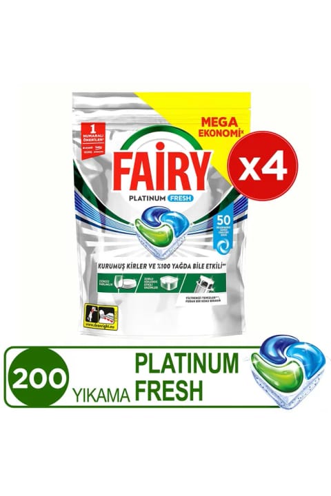 Fairy Platinum Fresh ماشینظرفشویی کپسولی ۵۰ شستشو x4