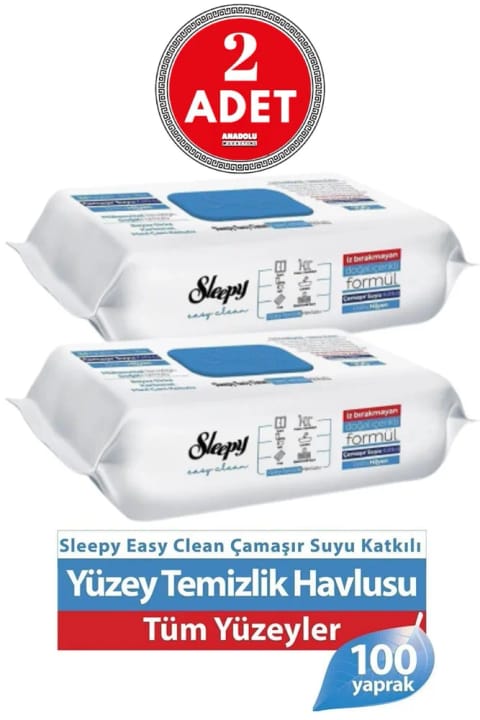 Sleepy Easy Clean دستمال تمیزکننده سطح با سفیدکننده ۲×۱۰۰ عددی