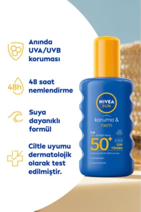 NIVEA SUN SPF50+ ضدآفتاب اسپری بدن مرطوبکننده ۲۰۰ml