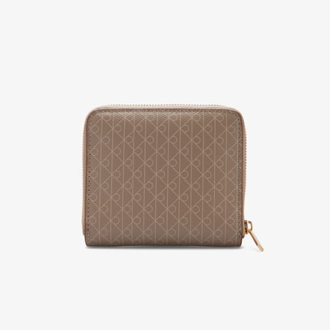 کیف پول زیپ‌دار مربعی بژ زنانه Calvin Klein Emblem