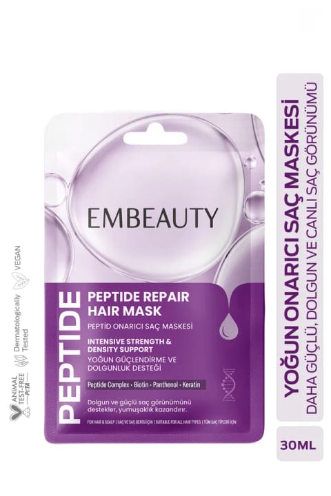 ماسک ترمیمی مو Embeauty با پپتید، تقویت شده با Keratin و Biotin 30 میلیلیتر